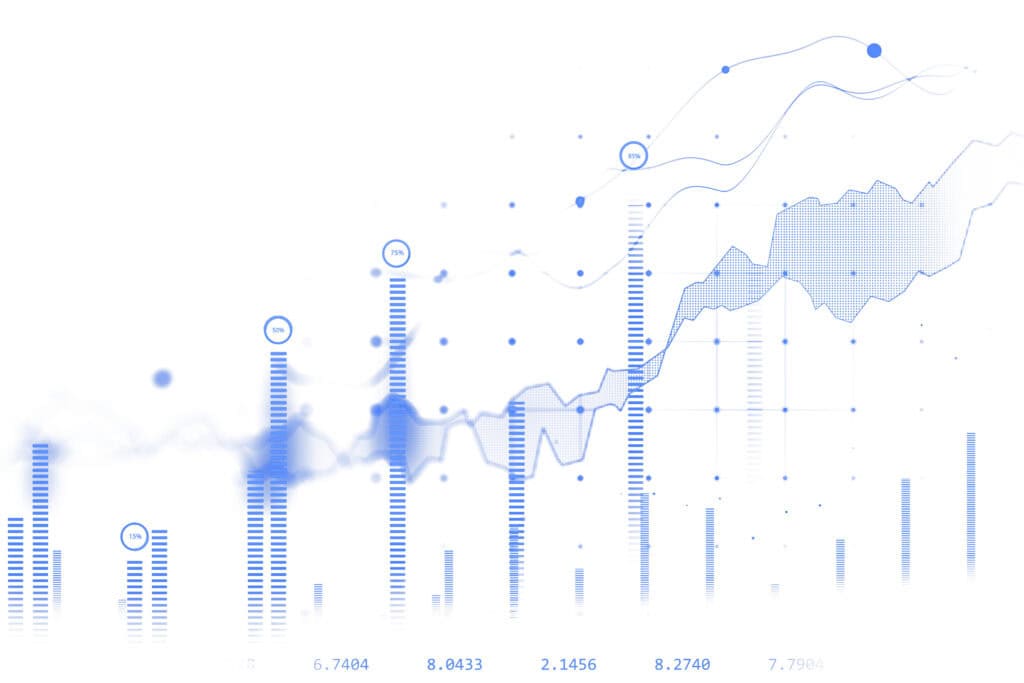 Data analytics graph showing growth trends and statistical analysis.
