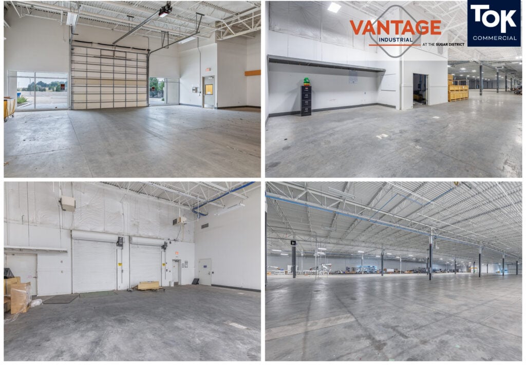 Interior industrial loading and shipping area with loading access at Vantage Industrial