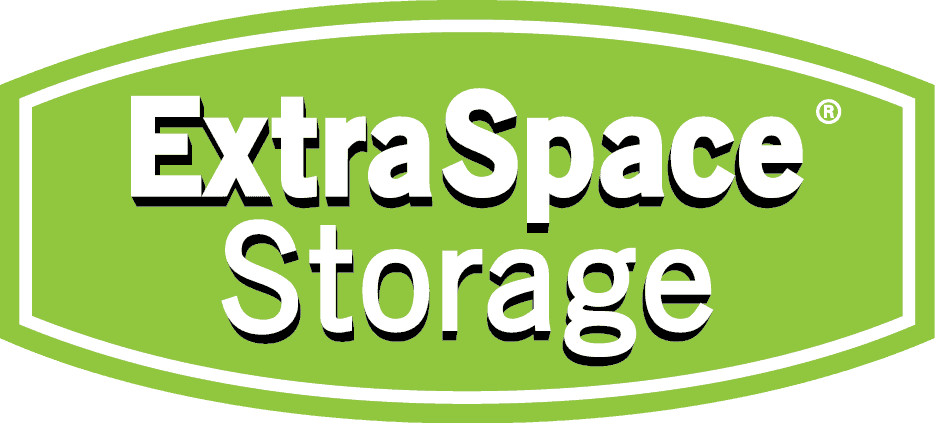 Extra Space Storage logo on a green background for storage solutions.
